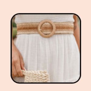 Mixed Ivory Pink Lily Straw Belt